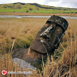 moai en lago de rapa nui